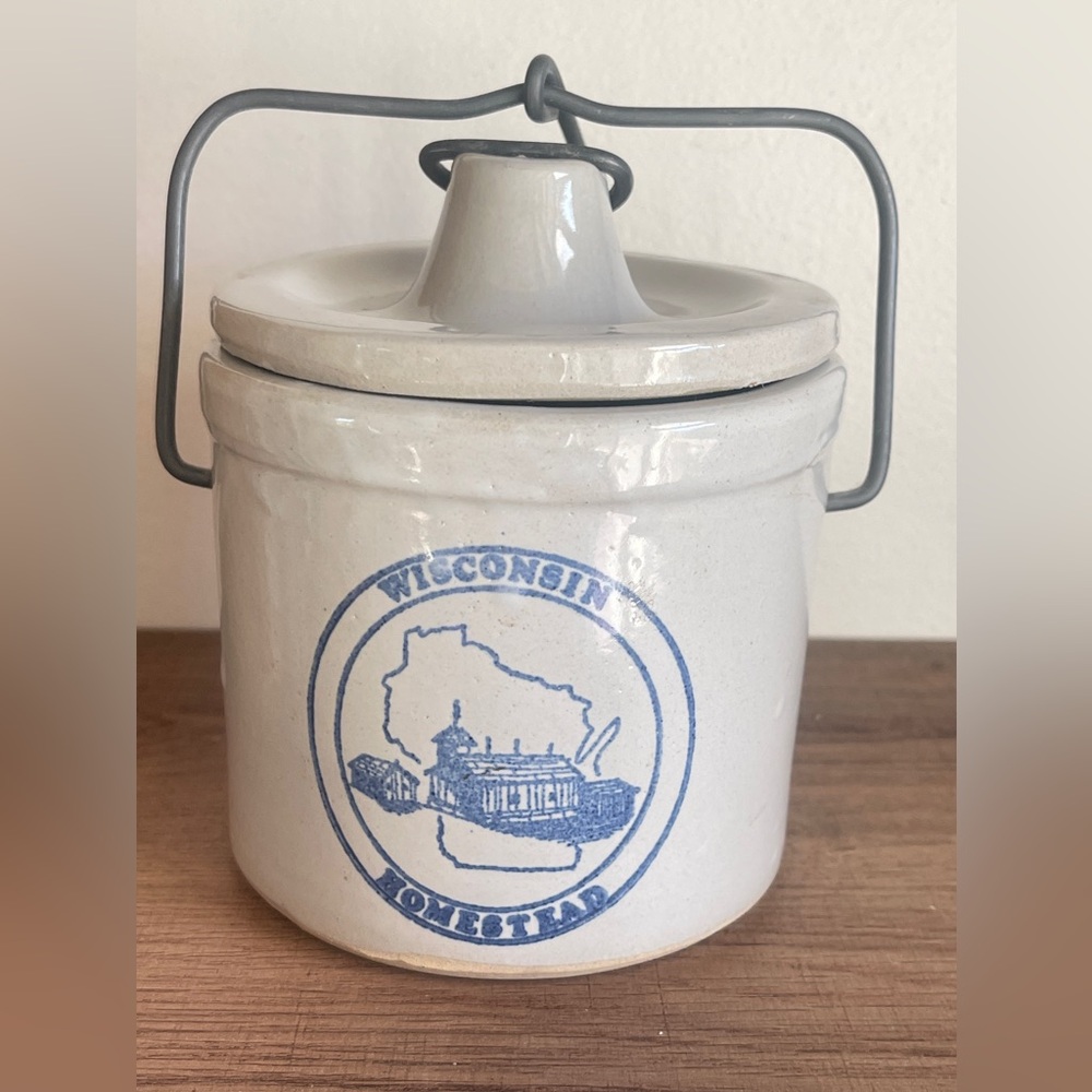 Vintage Wisconsin ceramic cheese crock